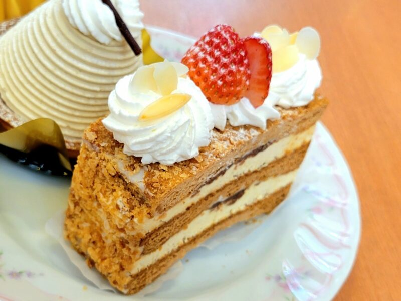 苺のミルフィーユの接写