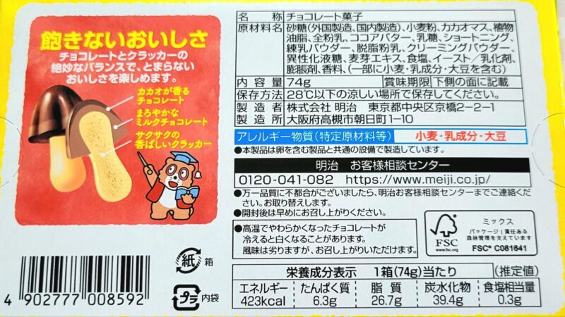 明治きのこの山の原材料と成分表示