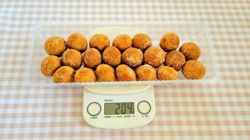 ふぞろいベビーあんドーナツの重量