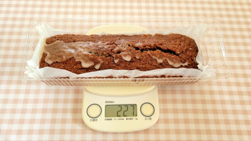 ふぞろいチョコパウンドケーキの重量