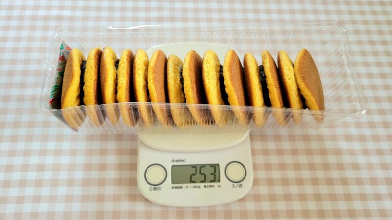 ふぞろいどら焼きの重量